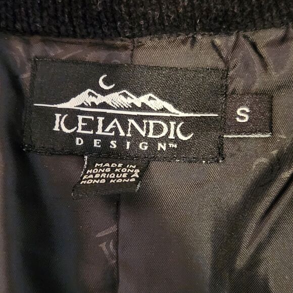 Icelandic Design Floral Fall Colors Wool Zip 90's Cardigan Sweater Jacket, Sz S - Picture 7 of 12